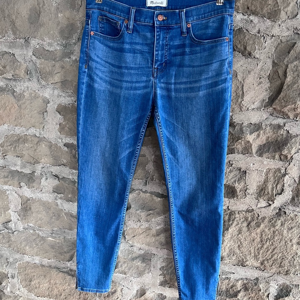 Size 30 Madewell 9” high rise Ankle skinny side slit Jeans - Picture 3 of 11